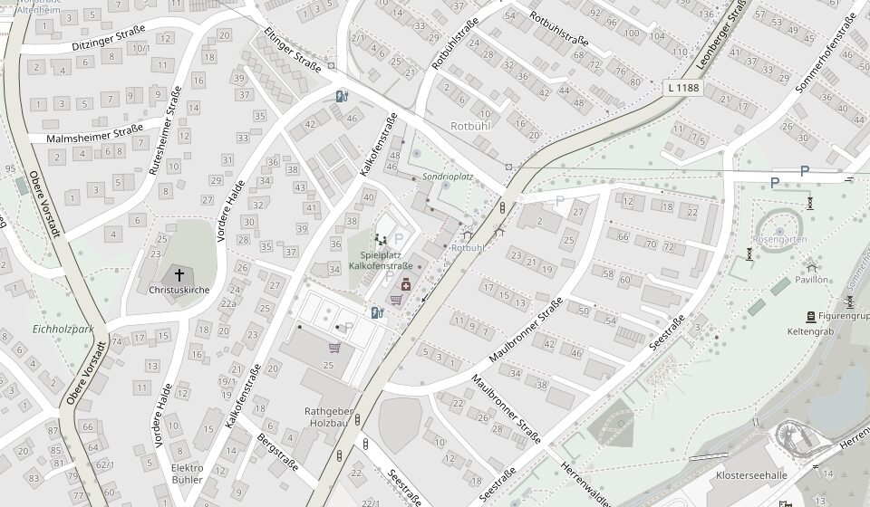 Stadtplan: Die Praxis liegt an der Leonberger Straße 33/1, direkt an der Bushaltestelle Rotbühl.